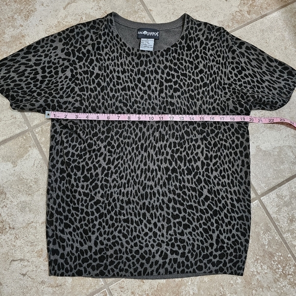 Sag Harbor XL Leopard Knit Top Animal Print Y2K Minimalist Preppy Glam Retro - Picture 5 of 6